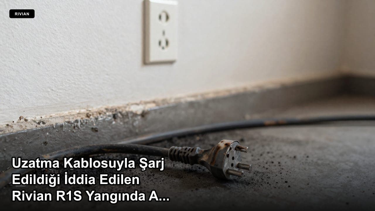 Uzatma Kablosuyla Şarj Edildiği İddia Edilen Rivian R1S Yangında Ağır Hasar Gördü