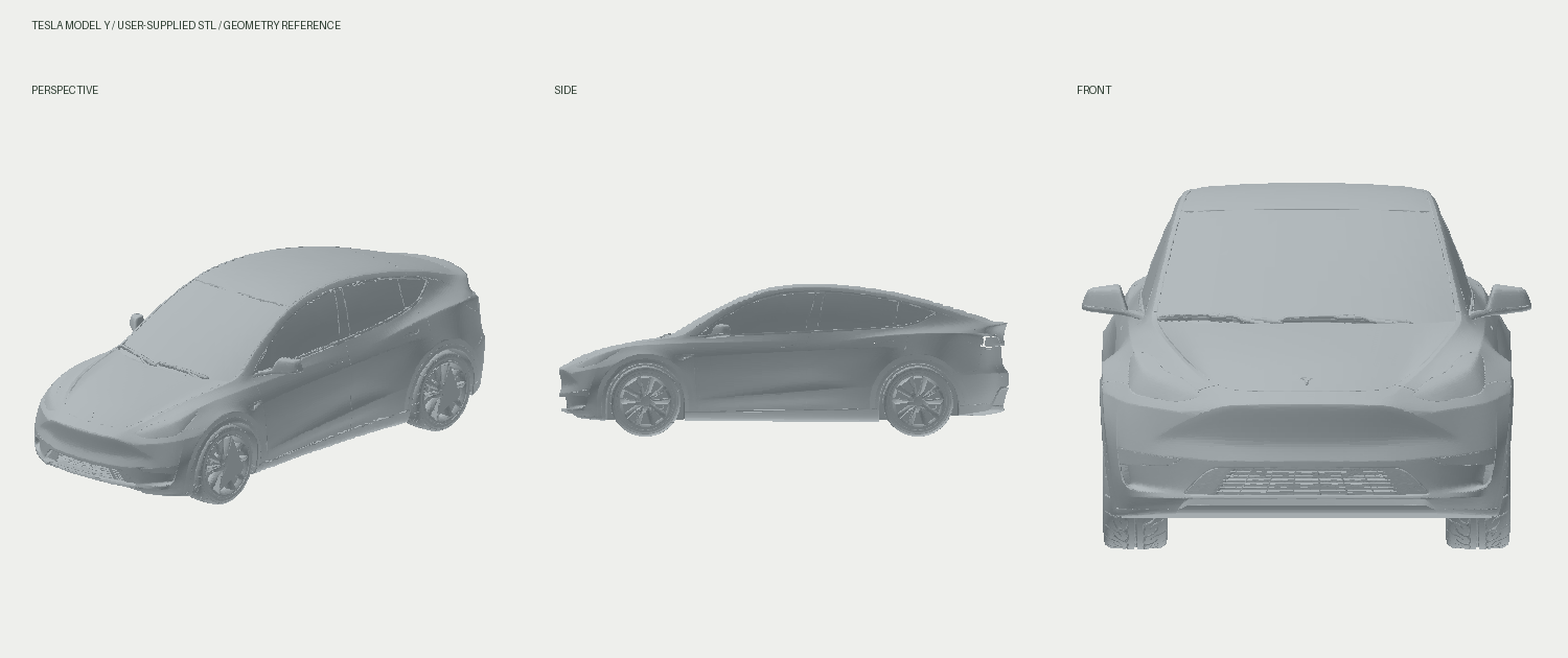 Kullanıcının STL modelinin üç görünümü